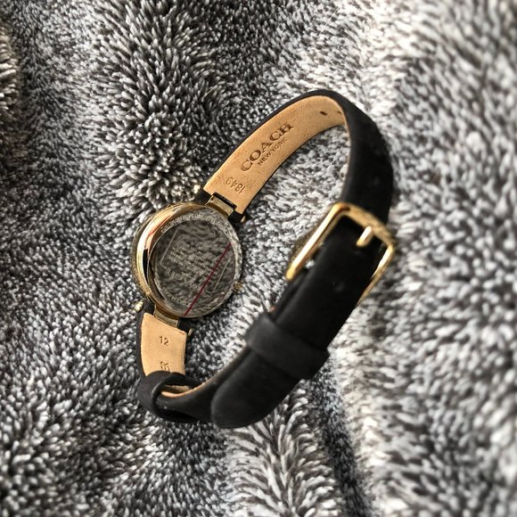 COACH Park Petite Watch Gold Stainless Steel Black Suede Strap Buckle Adjustable main image 8
